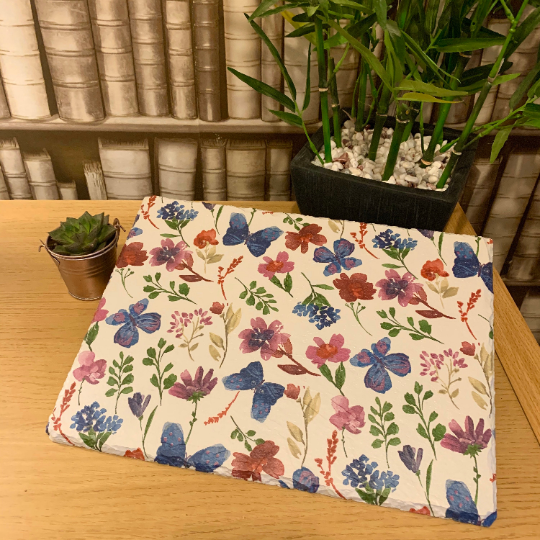 Botanical Flowers Decoupaged Slate Place Mats (Set of 2)