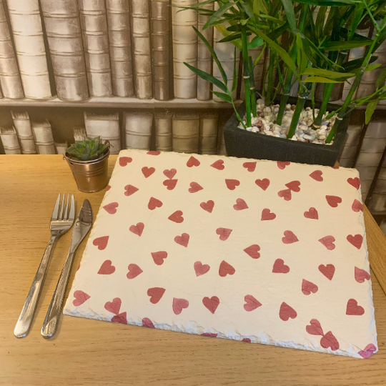 EB Pink Hearts Decoupaged Slate Place Mats (Set of 2)