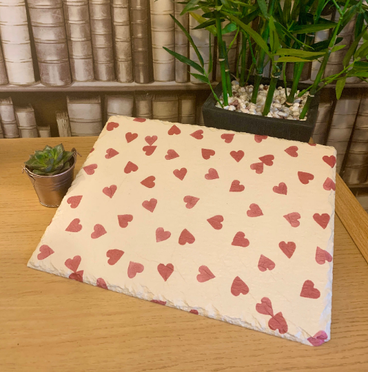EB Pink Hearts Decoupaged Slate Place Mats (Set of 2)