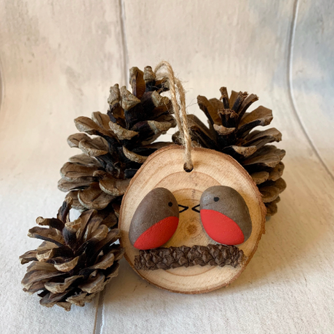 Robin Pebble Art Hanging Decoration | Christmas Decoration | Tree Decoration