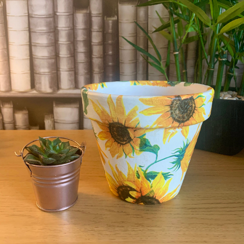 Sunflower Decoupaged Pot
