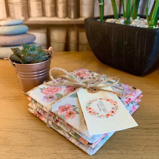 Vintage Flower Decoupaged Slate Coasters (Set of 2, Set of 4)