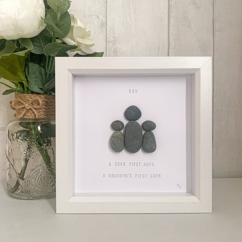 Dad Son and Daughter Pebble Art Frame | Father’s Day Gift