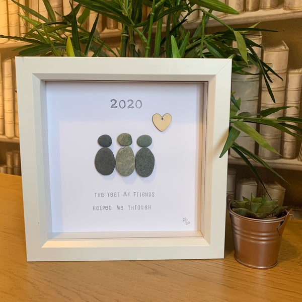 2020 The Year My Friends Helped Me Through Pebble Art Box Frame