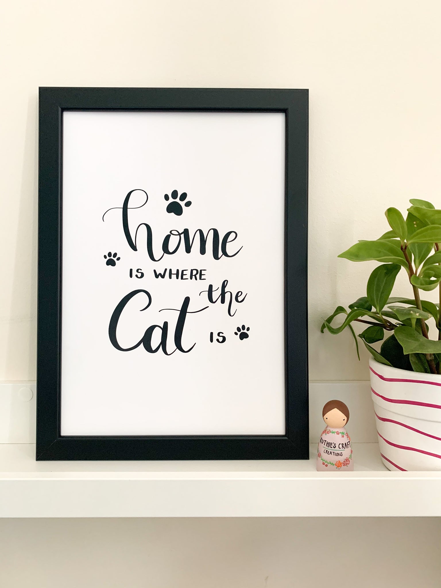 Home Is Where The Cat Is - Black & White Print