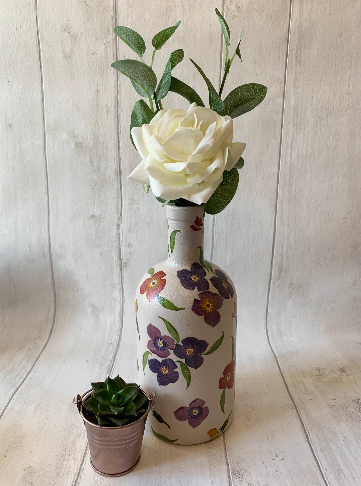EB Wallflower Decoupaged Bottle Vase