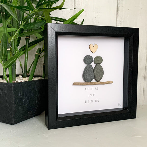 All Of Me Loves All Of You Pebble Art Box Frame | Valentines Day Gift