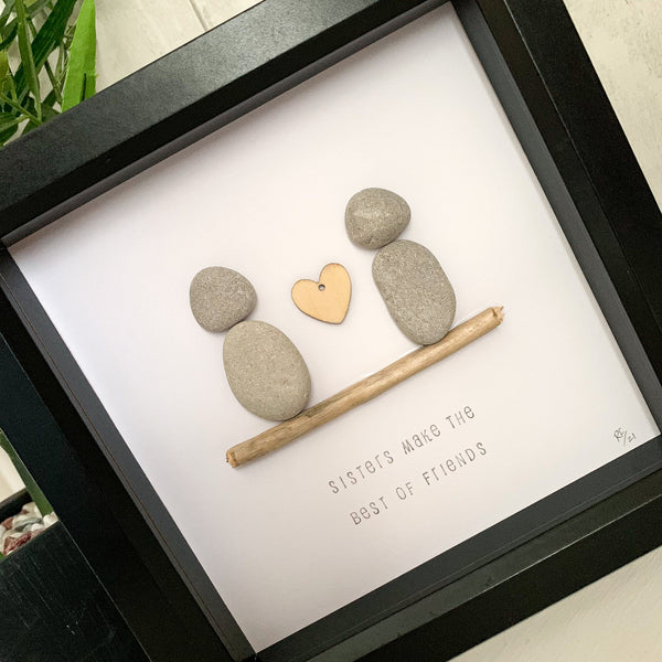 Sisters Make The Best Of Friends Pebble Art Box Frame